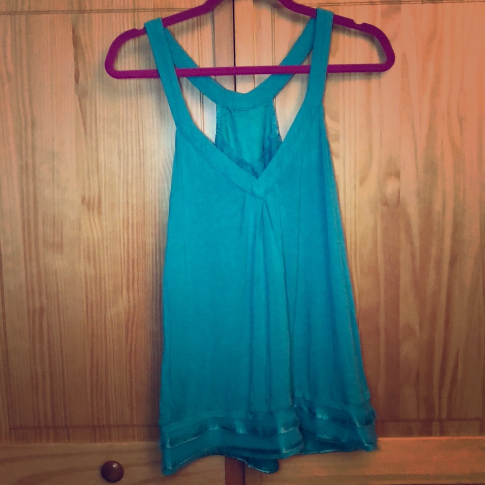 Teal razor back flowy tank